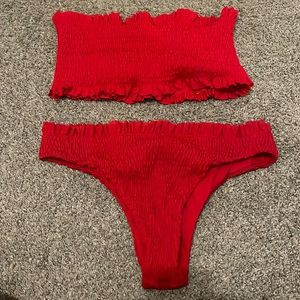 Adorable ruffled red bikini